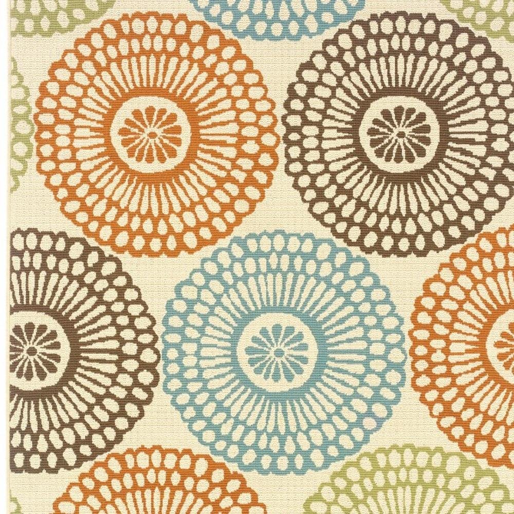 8' Beige Indoor Outdoor Runner Rug