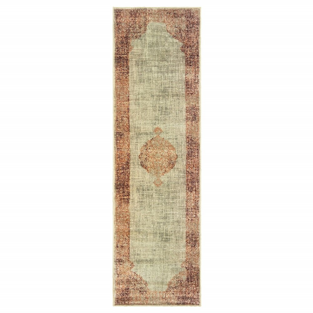 4' X 6' Ivory And Pink Medallion Area Rug