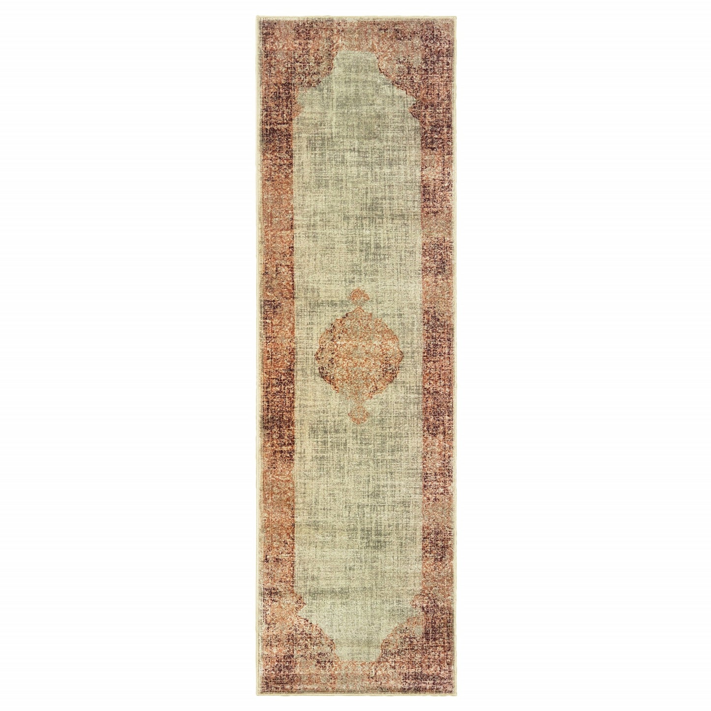 4' X 6' Ivory And Pink Medallion Area Rug