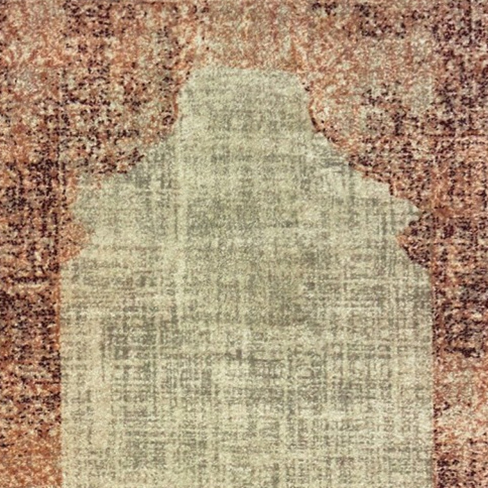 4' X 6' Ivory And Pink Medallion Area Rug
