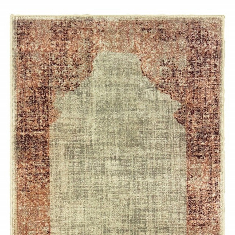 4' X 6' Ivory And Pink Medallion Area Rug