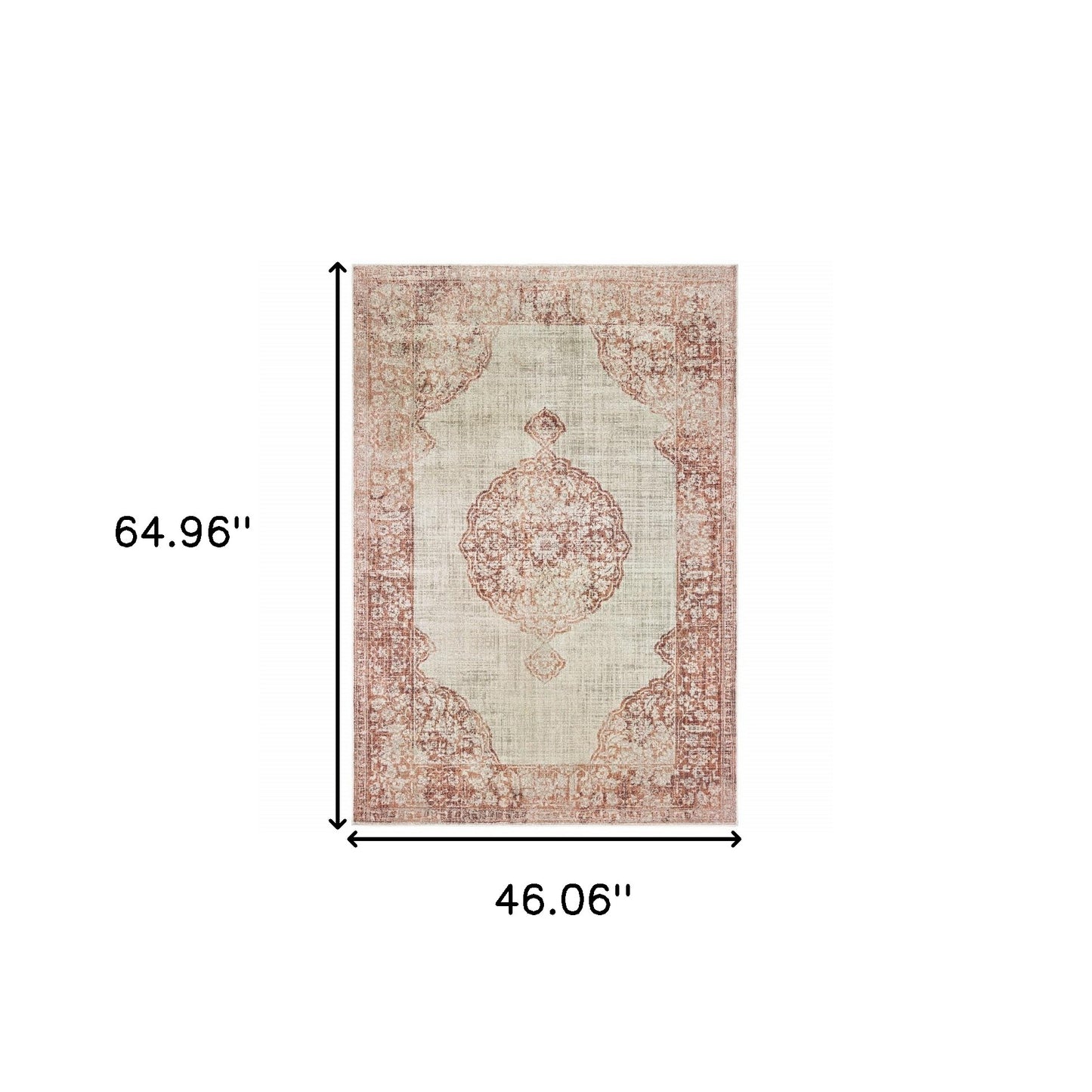 4' X 6' Ivory And Pink Medallion Area Rug