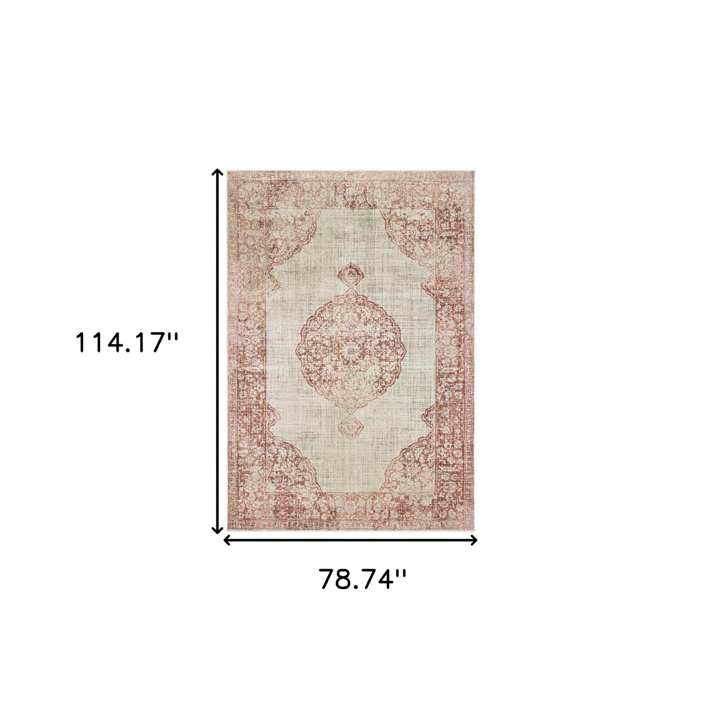 4' X 6' Ivory And Pink Medallion Area Rug