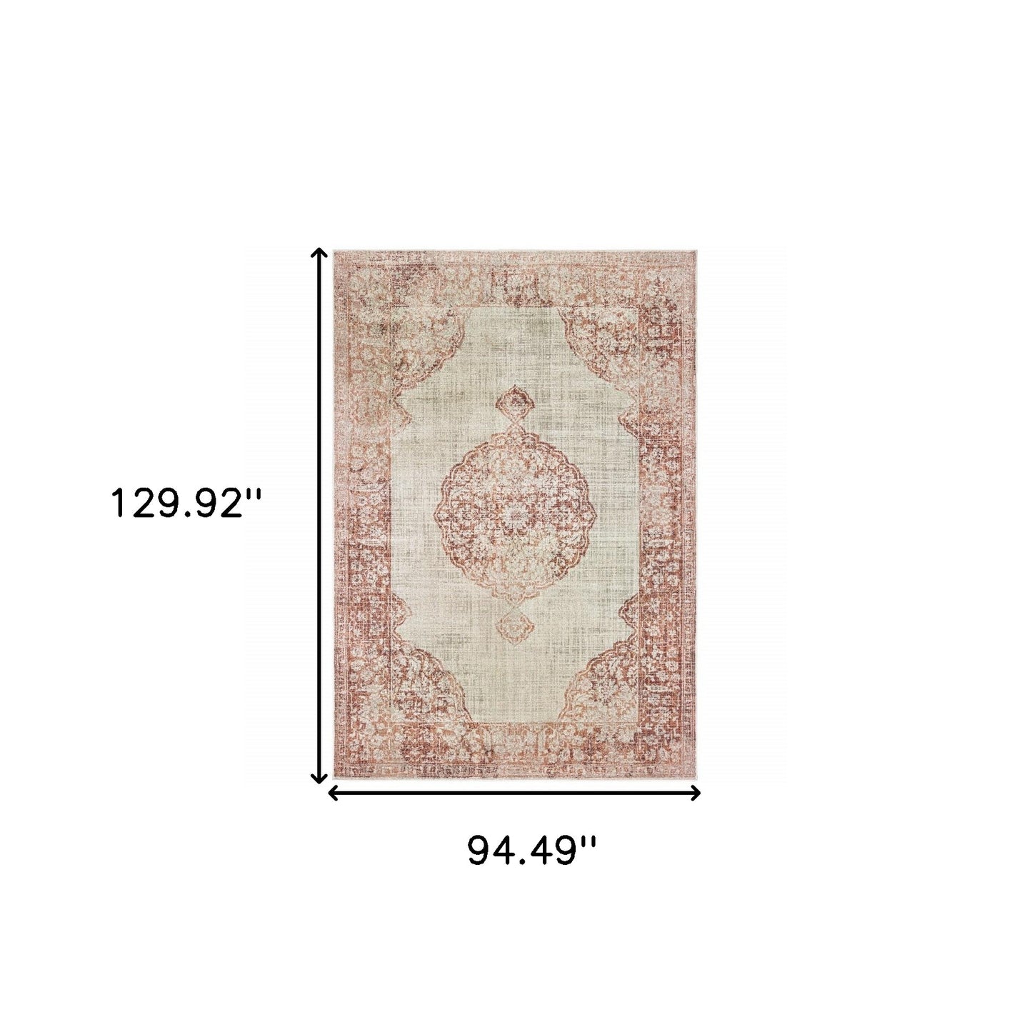 4' X 6' Ivory And Pink Medallion Area Rug