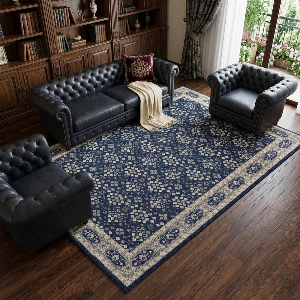 12' X 15' Blue and Gray Area Rug