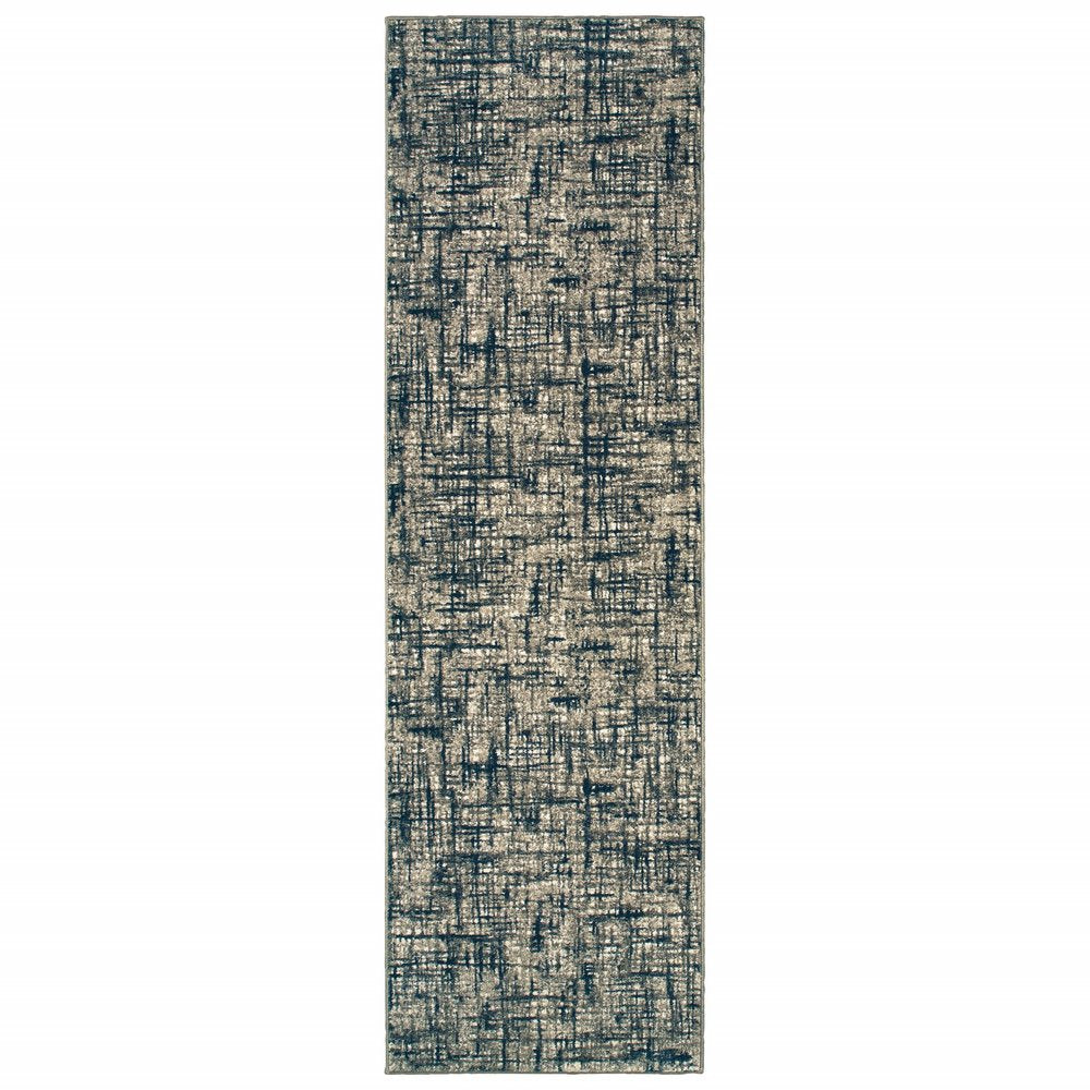 10' X 13' Gray And Navy Abstract Area Rug