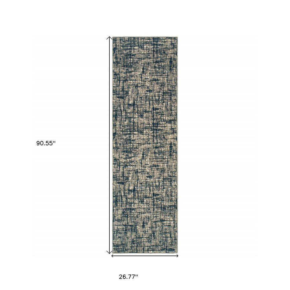 10' X 13' Gray And Navy Abstract Area Rug