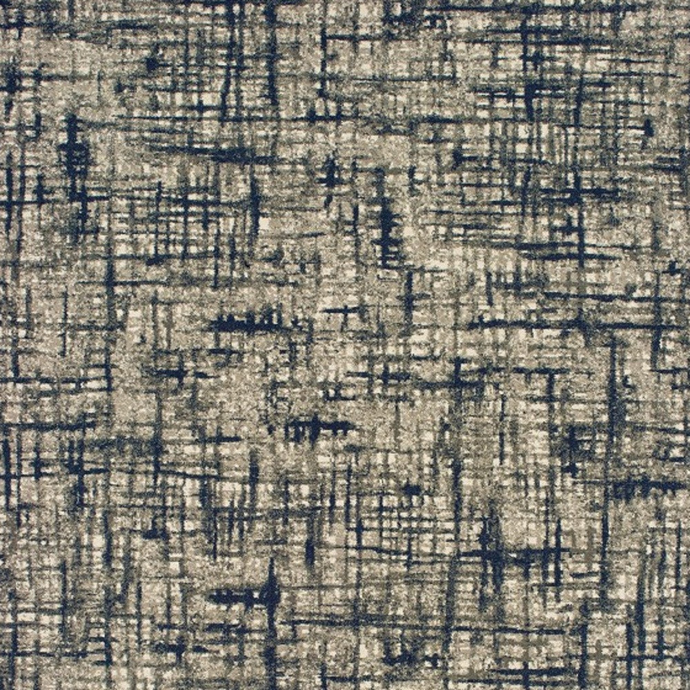 10' X 13' Gray And Navy Abstract Area Rug