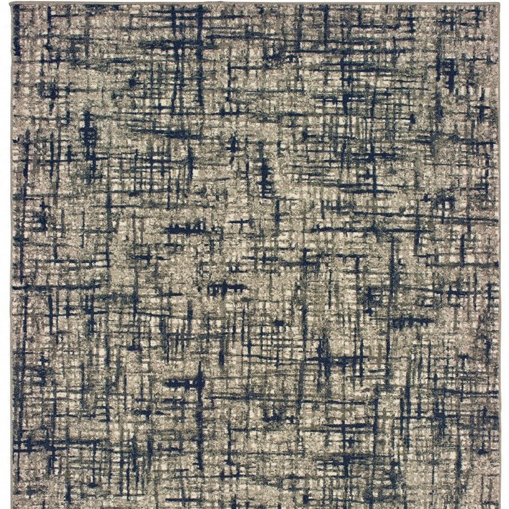 10' X 13' Gray And Navy Abstract Area Rug