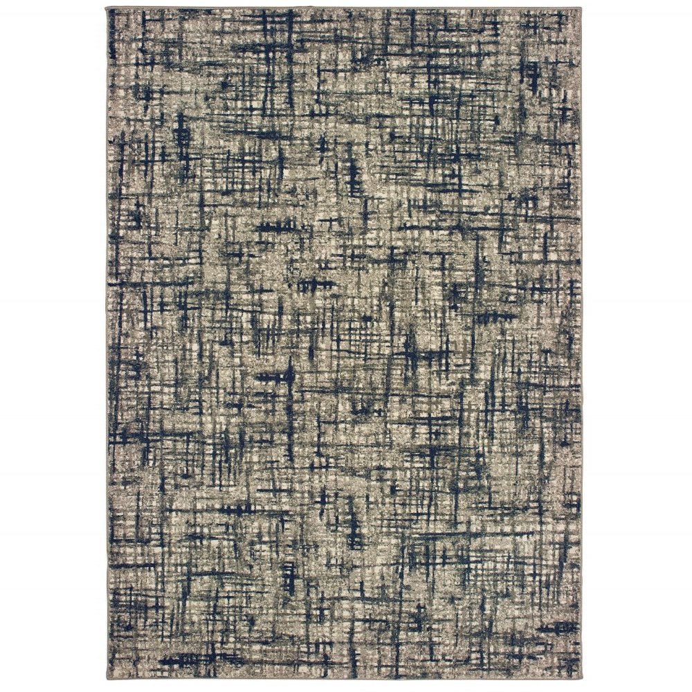 10' X 13' Gray And Navy Abstract Area Rug
