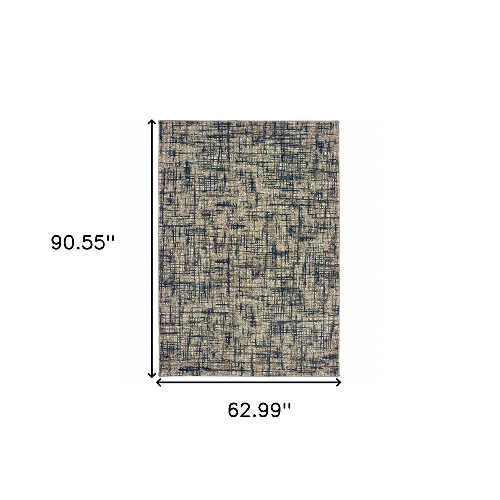 10' X 13' Gray And Navy Abstract Area Rug