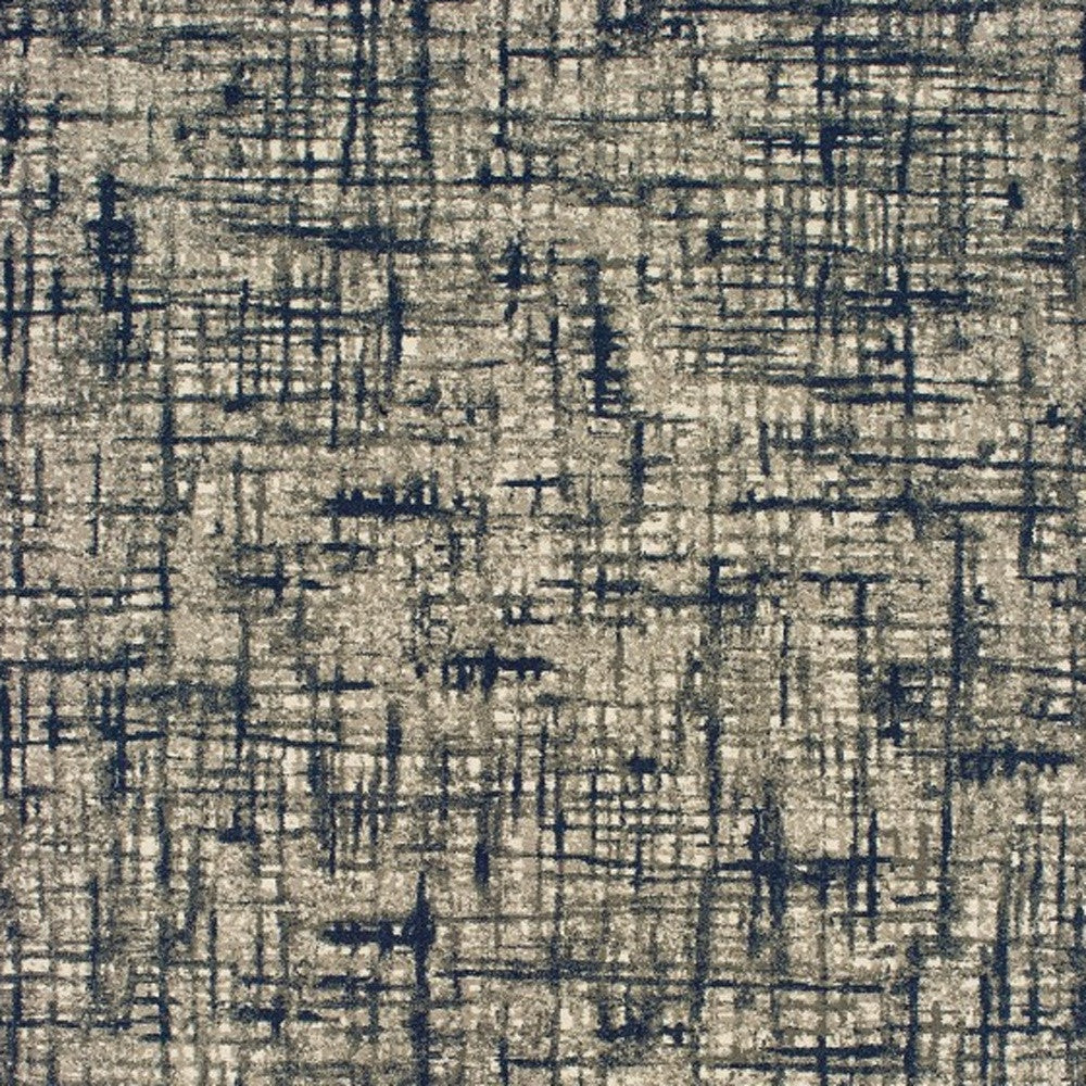 10' X 13' Gray And Navy Abstract Area Rug