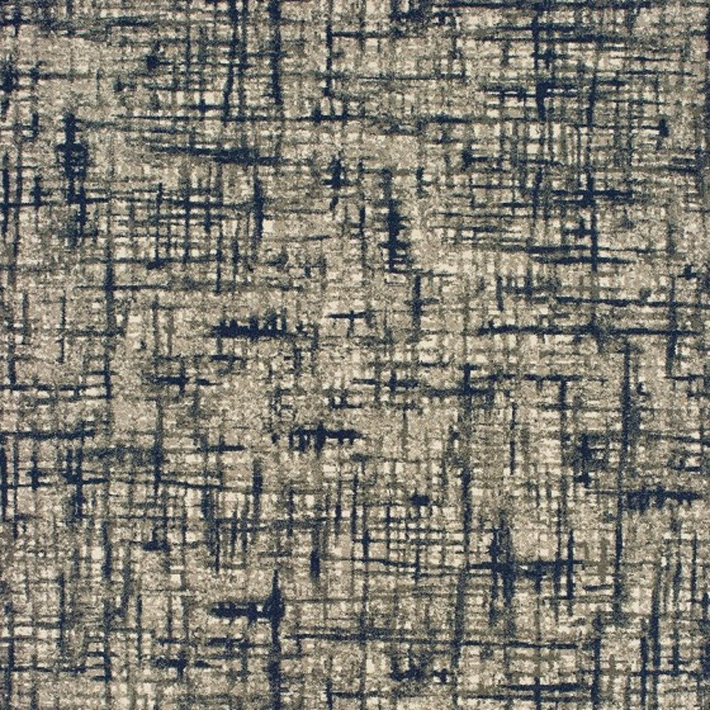 10' X 13' Gray And Navy Abstract Area Rug