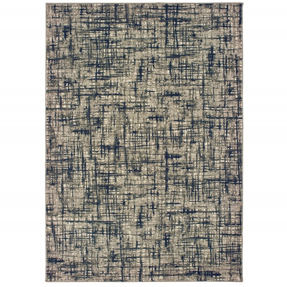 10' X 13' Gray And Navy Abstract Area Rug