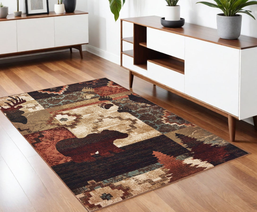 8' Green And Ivory Runner Rug