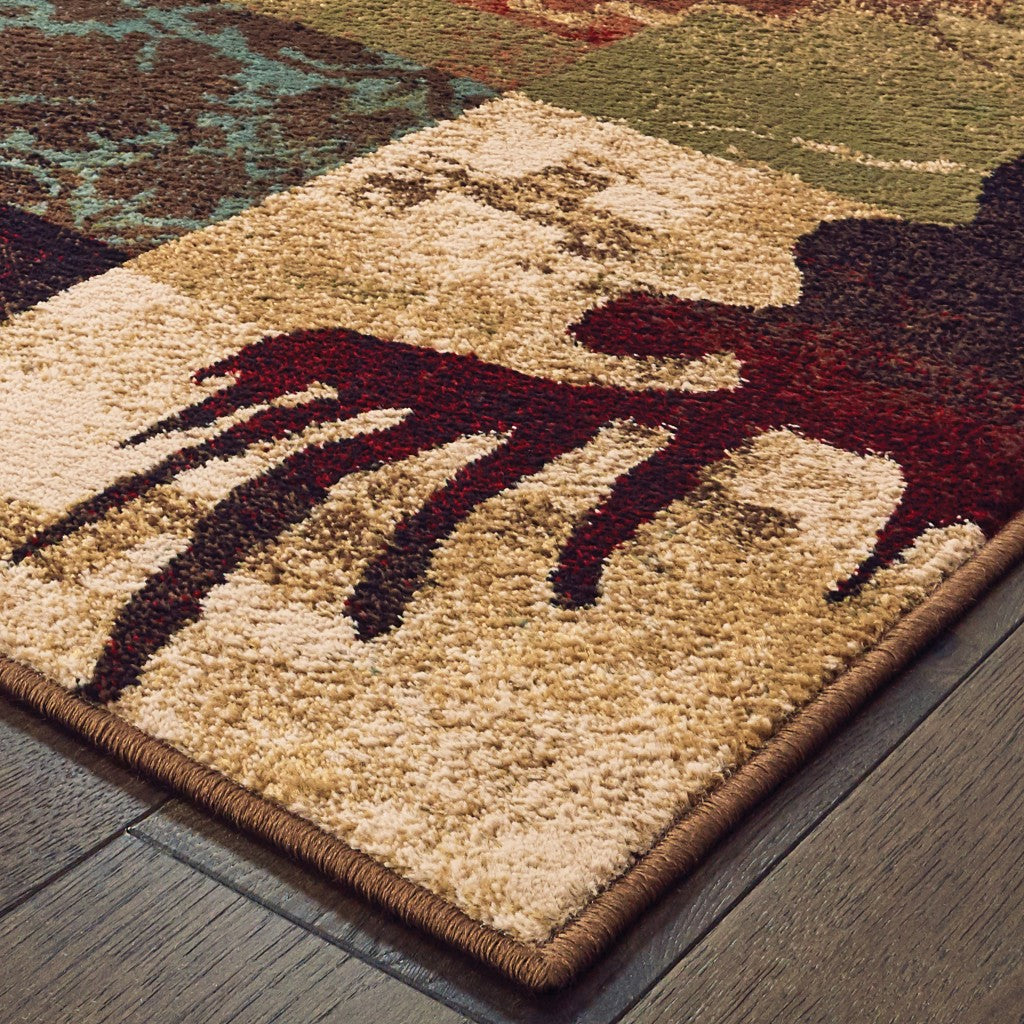 8' Green And Ivory Runner Rug