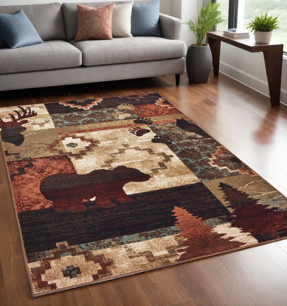 8' Green And Ivory Runner Rug
