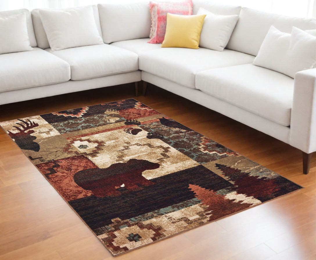 8' Green And Ivory Runner Rug