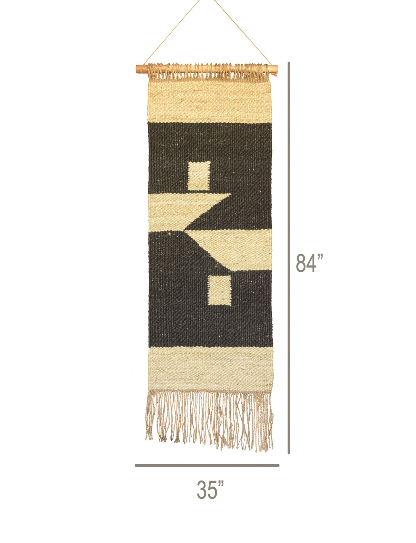 84" X 35" Light Brown Hemp Hanging Tapestry