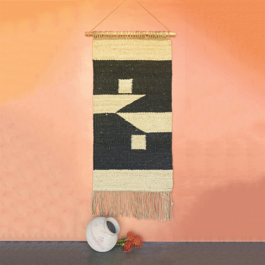 84" X 35" Light Brown Hemp Hanging Tapestry