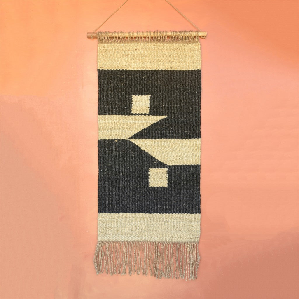 84" X 35" Light Brown Hemp Hanging Tapestry