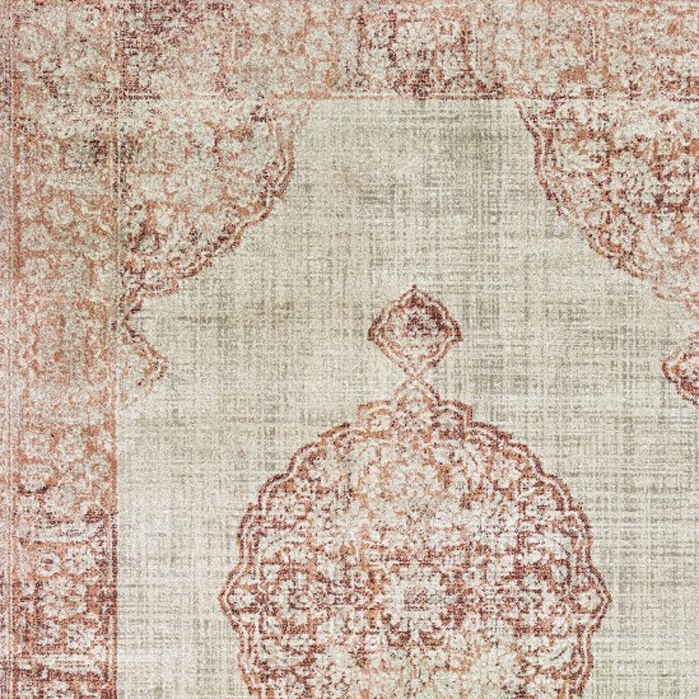 2' X 3' Pink and Ivory Power Loom Area Rug