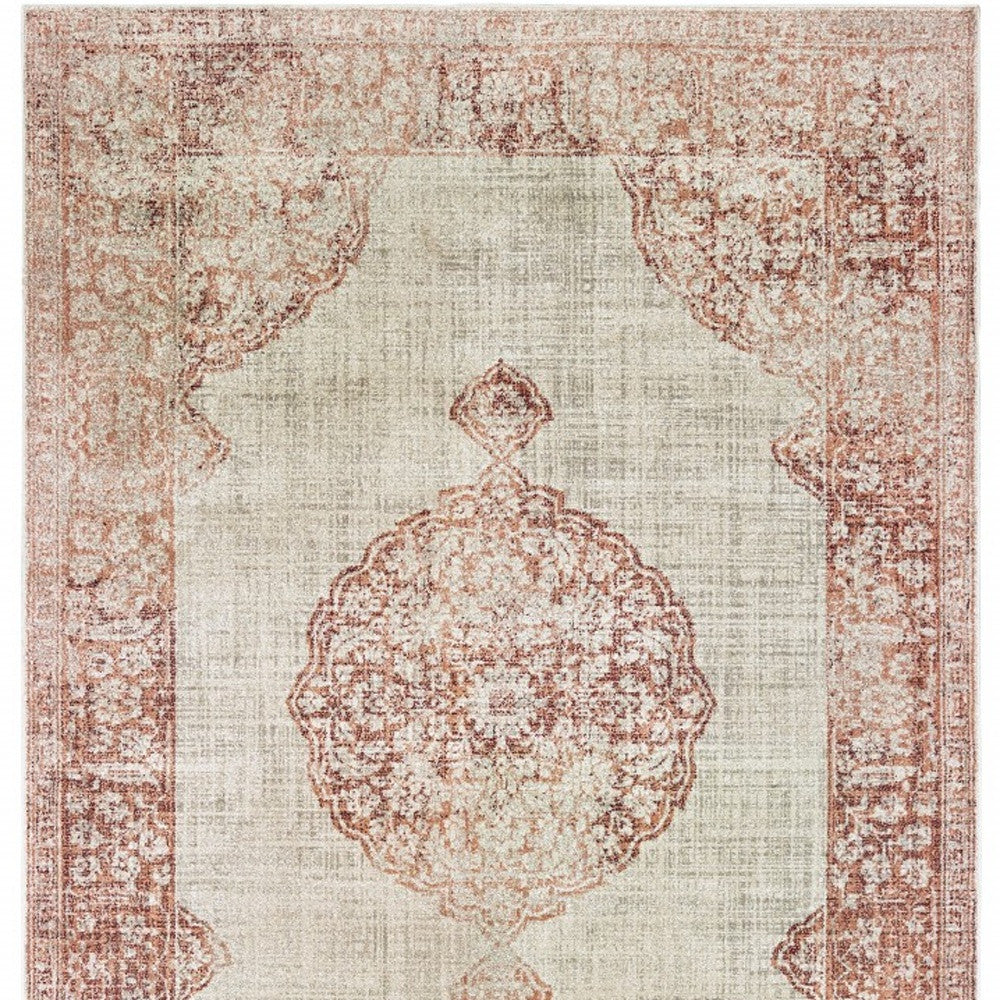2' X 3' Pink and Ivory Power Loom Area Rug