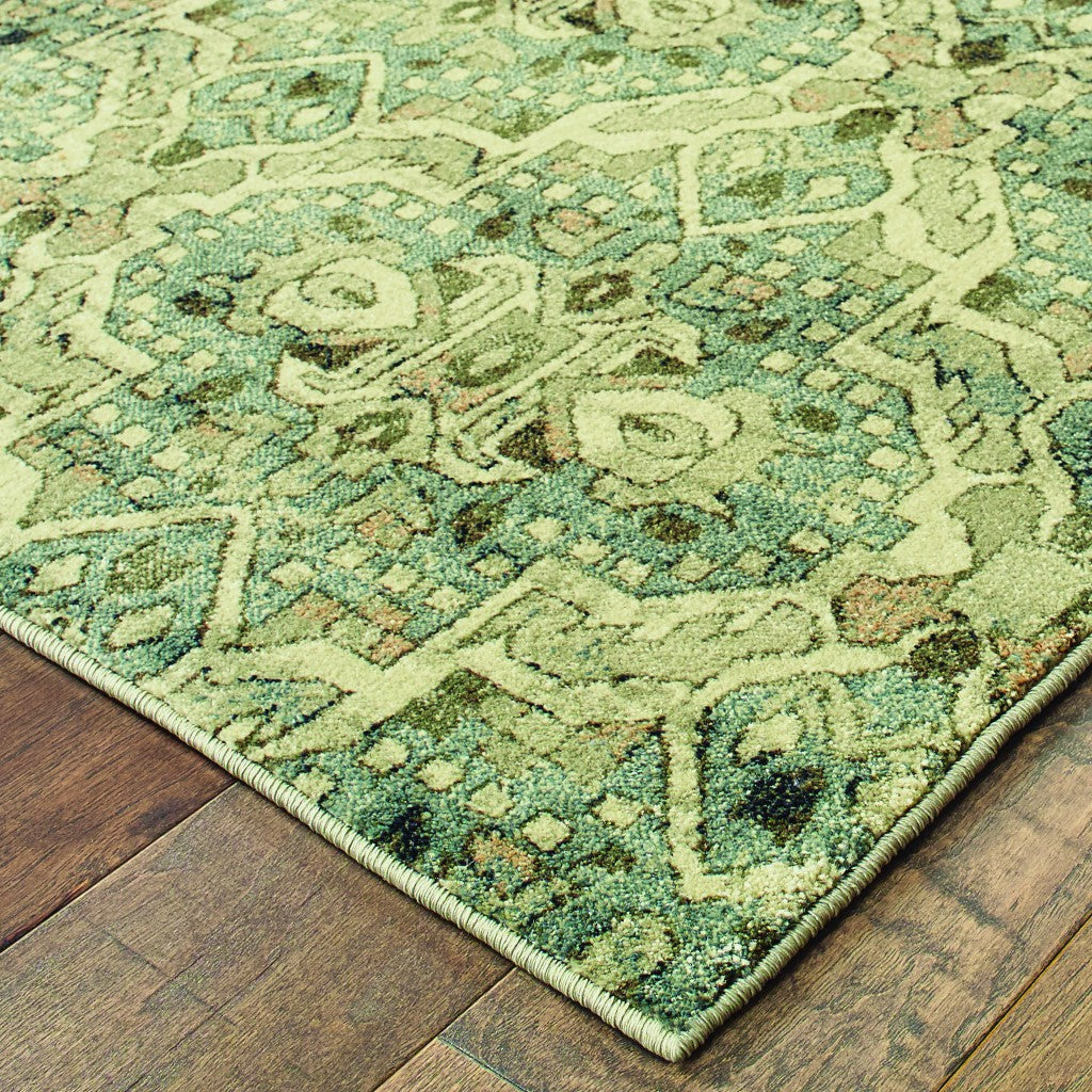 2' X 3' Ivory and Blue Power Loom Area Rug