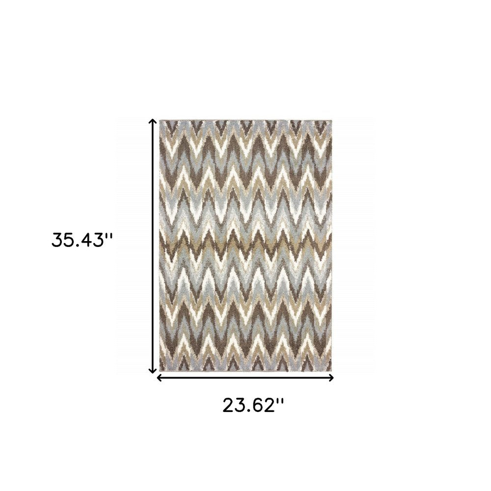 2' X 3' Gray Shag Power Loom Area Rug