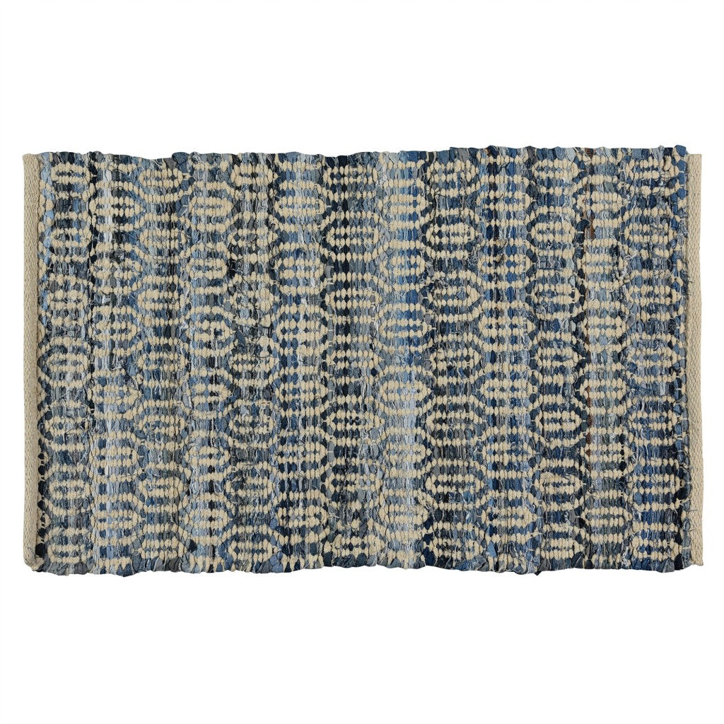 2' X 3' Blue And Gray Ogee Scatter Rug