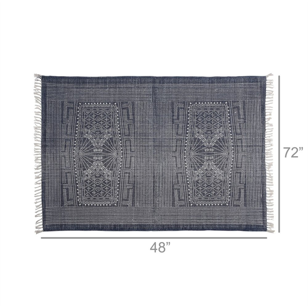 4' X 6' Blue and Ivory Area Rug