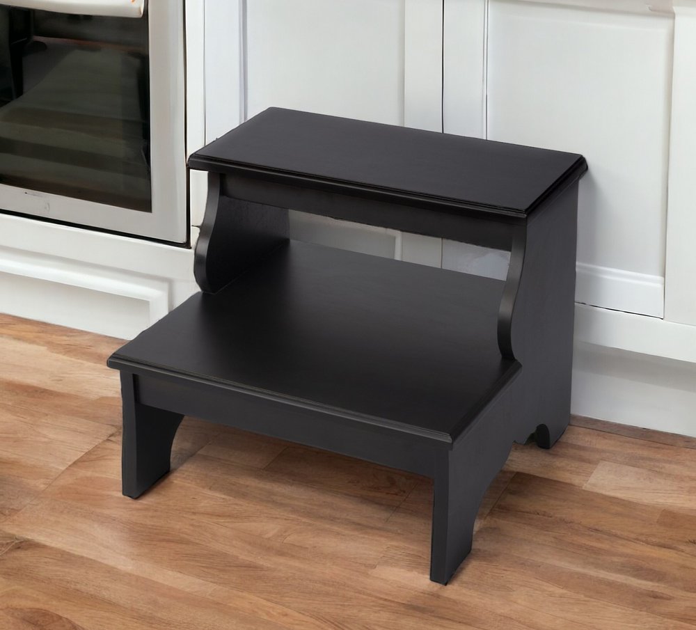 18" Dark Brown Solid and Manufactured Wood Footstool