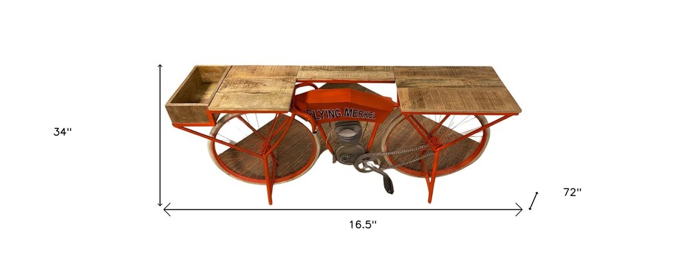 72" Orange Flying Merkel Motorcycle Bar Cart