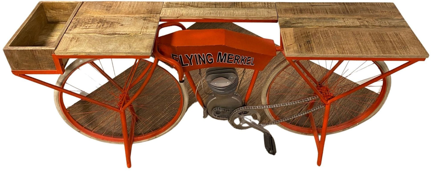 72" Orange Flying Merkel Motorcycle Bar Cart