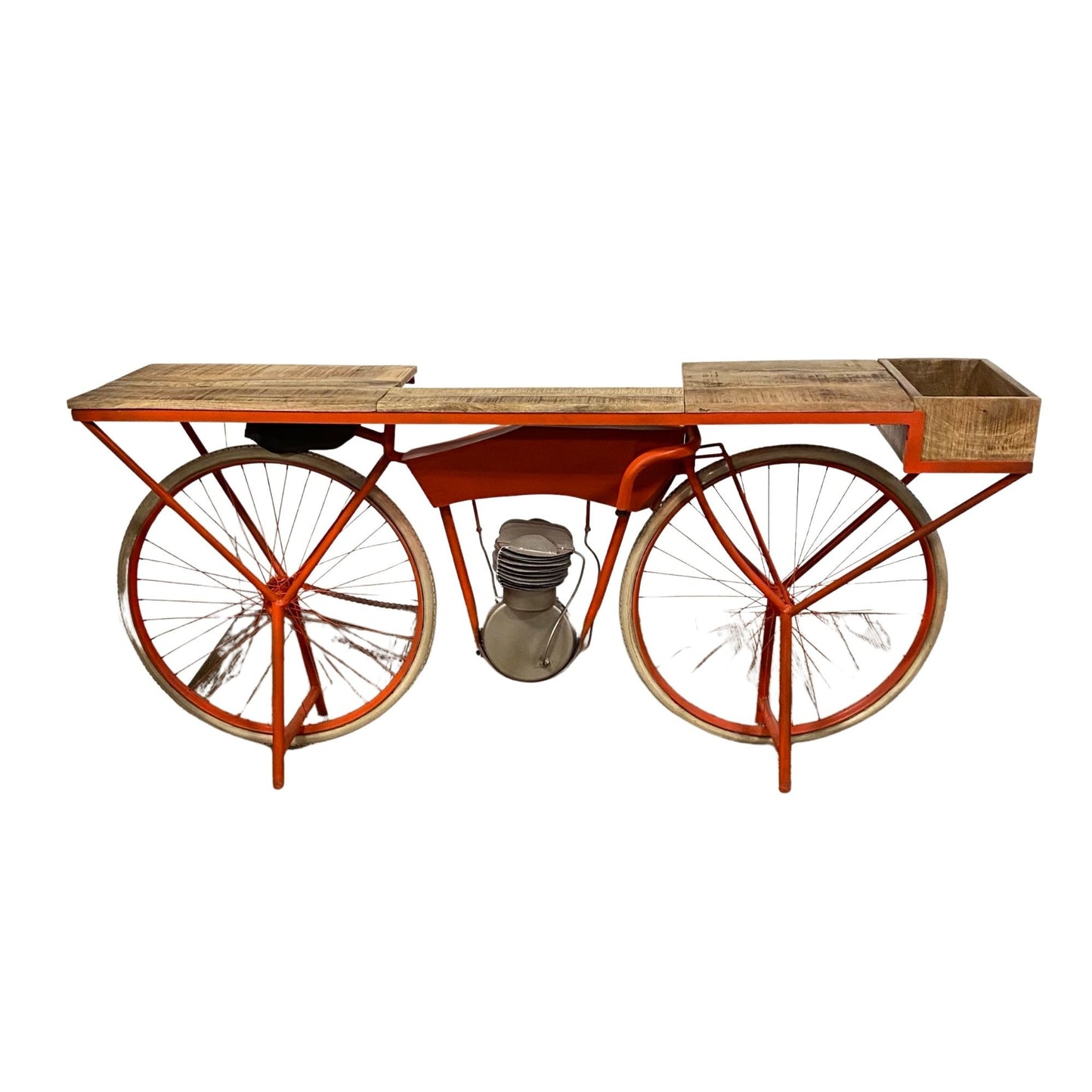 72" Orange Flying Merkel Motorcycle Bar Cart