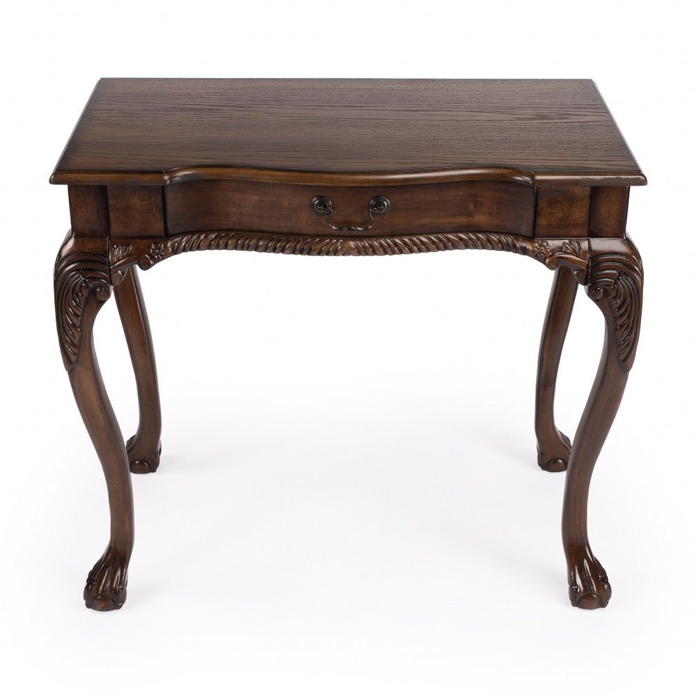35" Brown Solid Wood Writing Desk