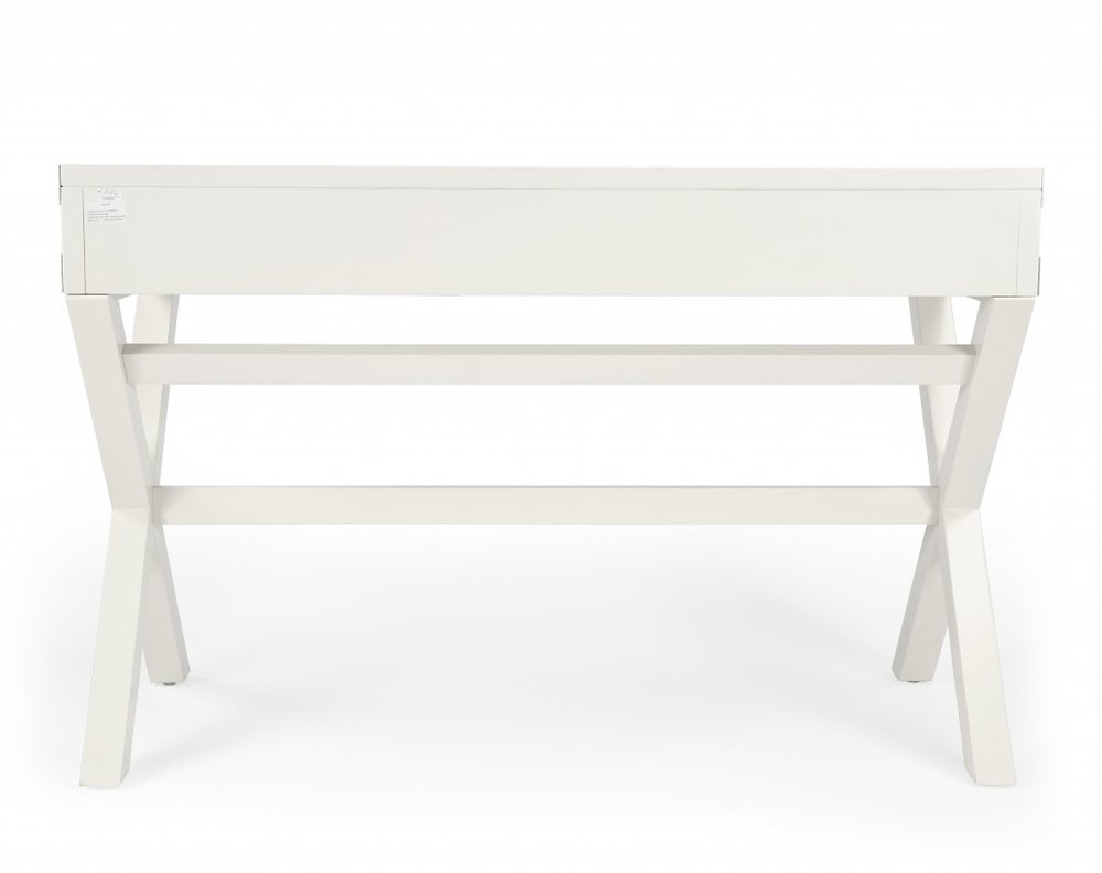 46" White Solid Wood Writing Desk With Three Drawers