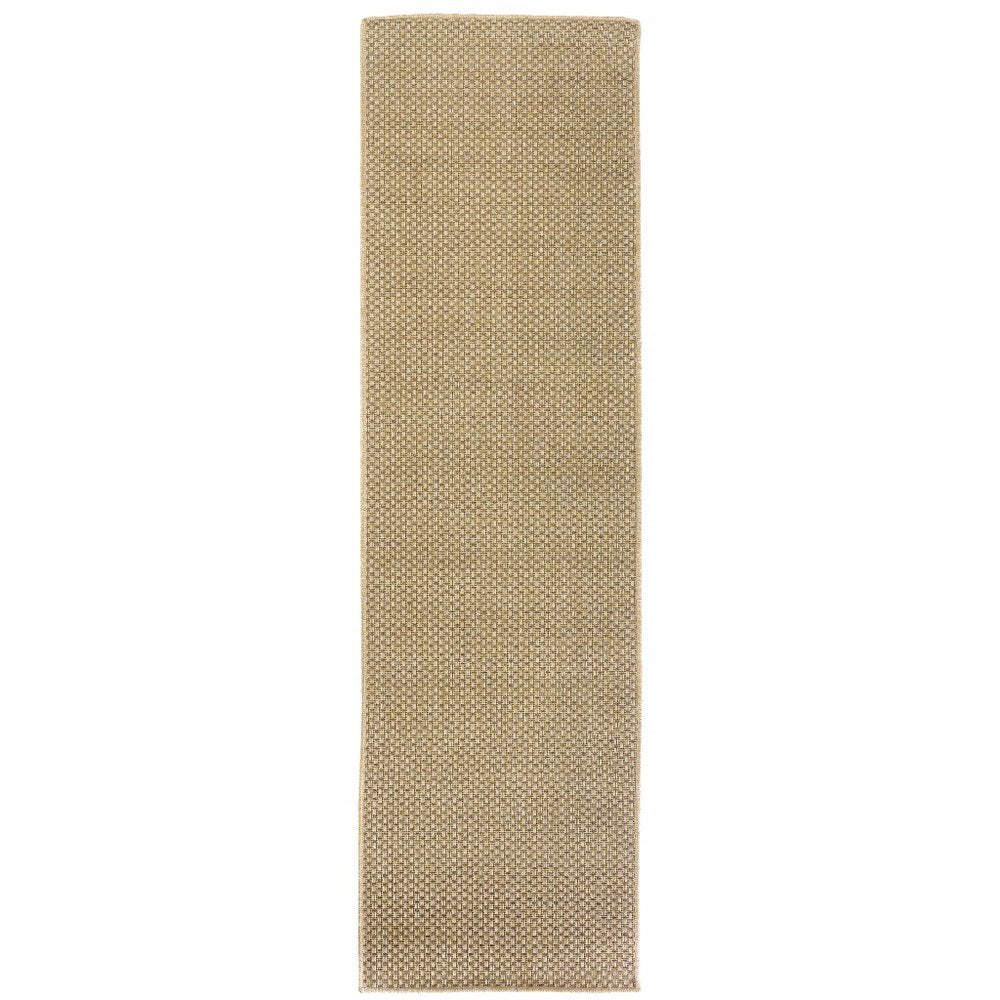 2' X 4' Beige Chevron Indoor Outdoor Area Rug