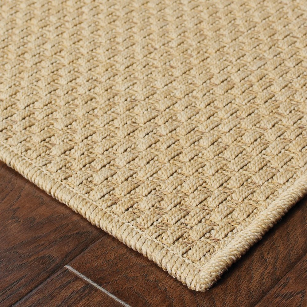 2' X 4' Beige Chevron Indoor Outdoor Area Rug