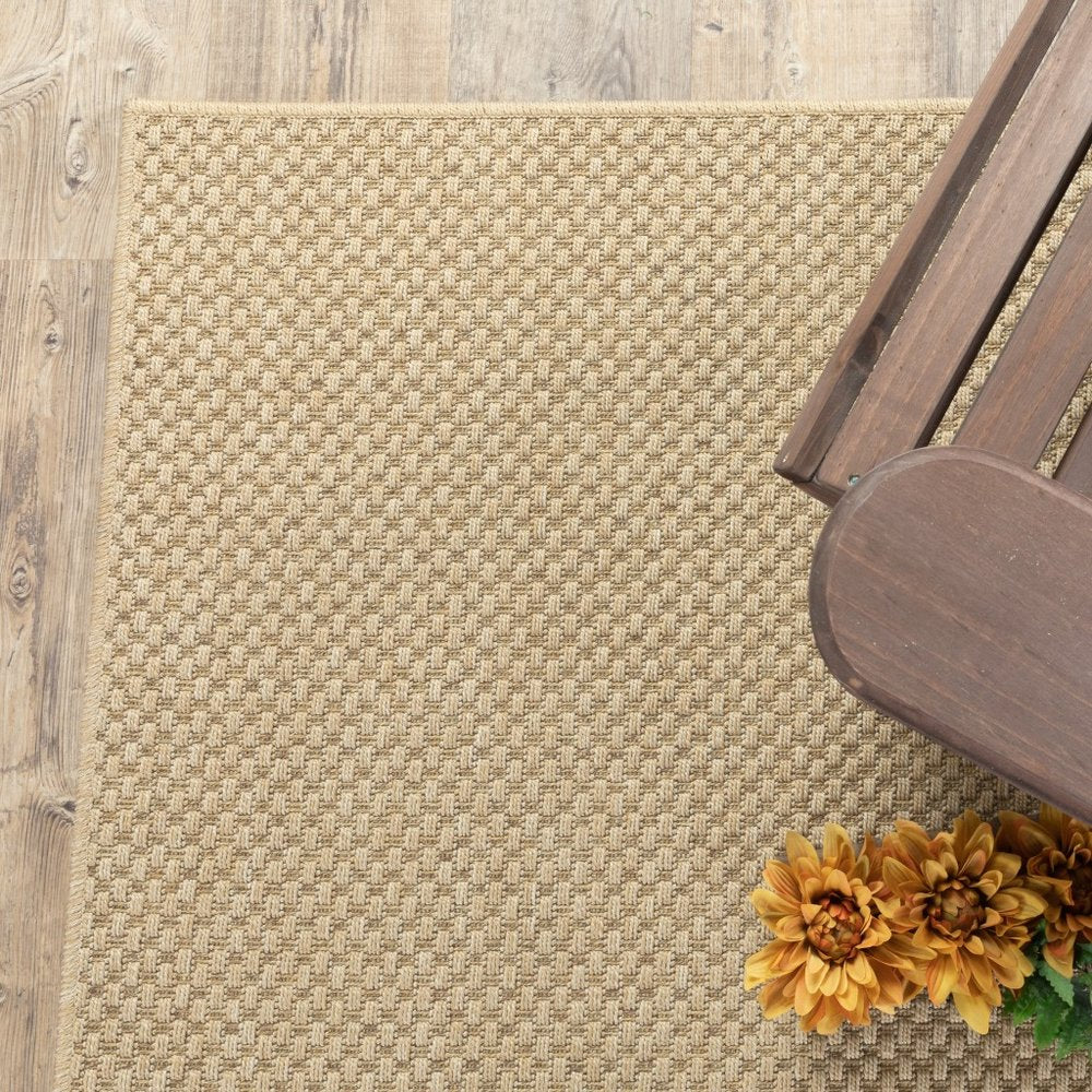 2' X 4' Beige Chevron Indoor Outdoor Area Rug