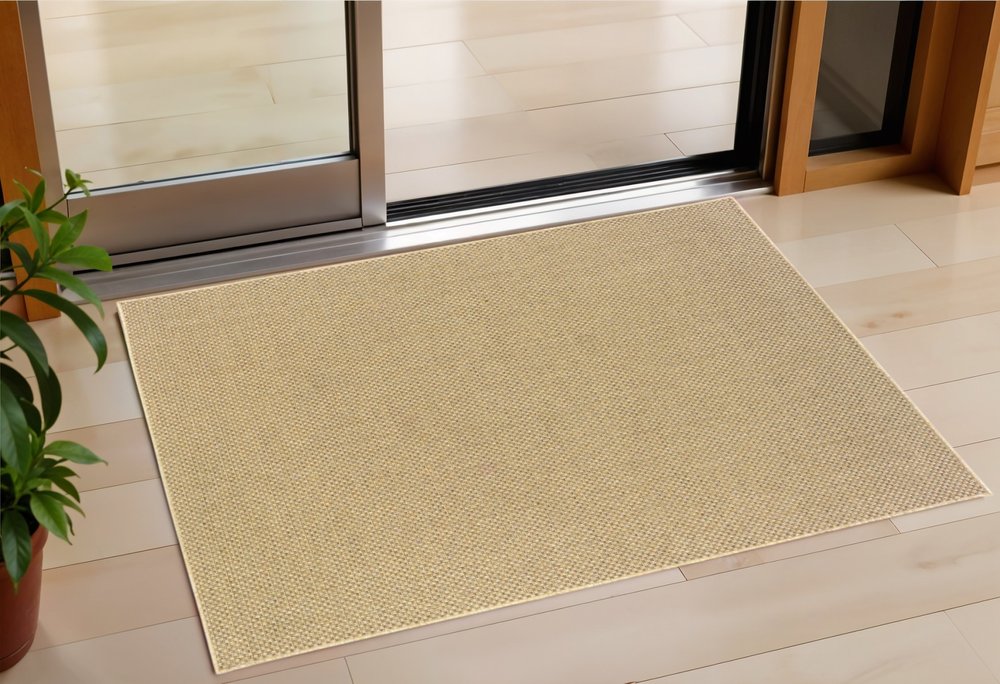 2' X 4' Beige Chevron Indoor Outdoor Area Rug