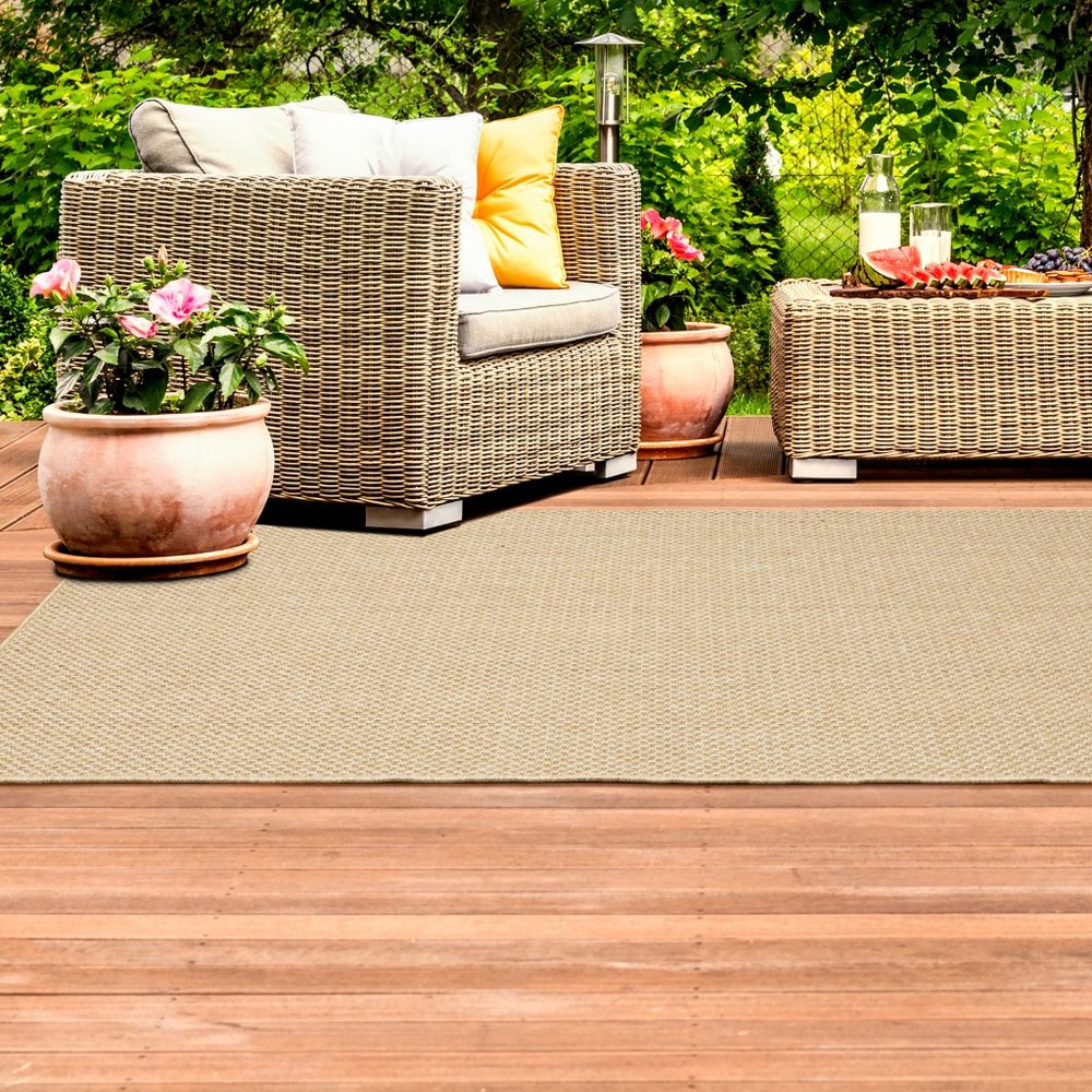 2' X 4' Beige Chevron Indoor Outdoor Area Rug