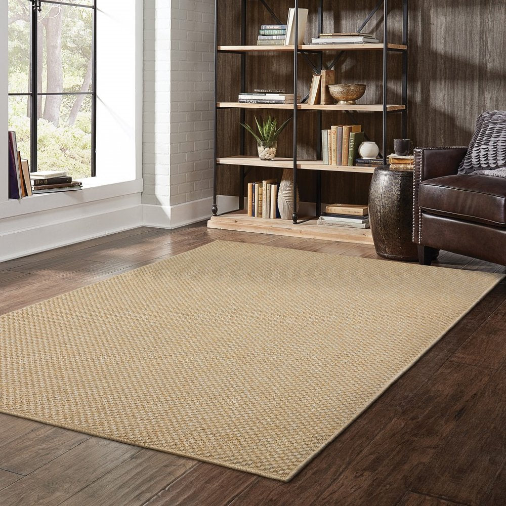 2' X 4' Beige Chevron Indoor Outdoor Area Rug