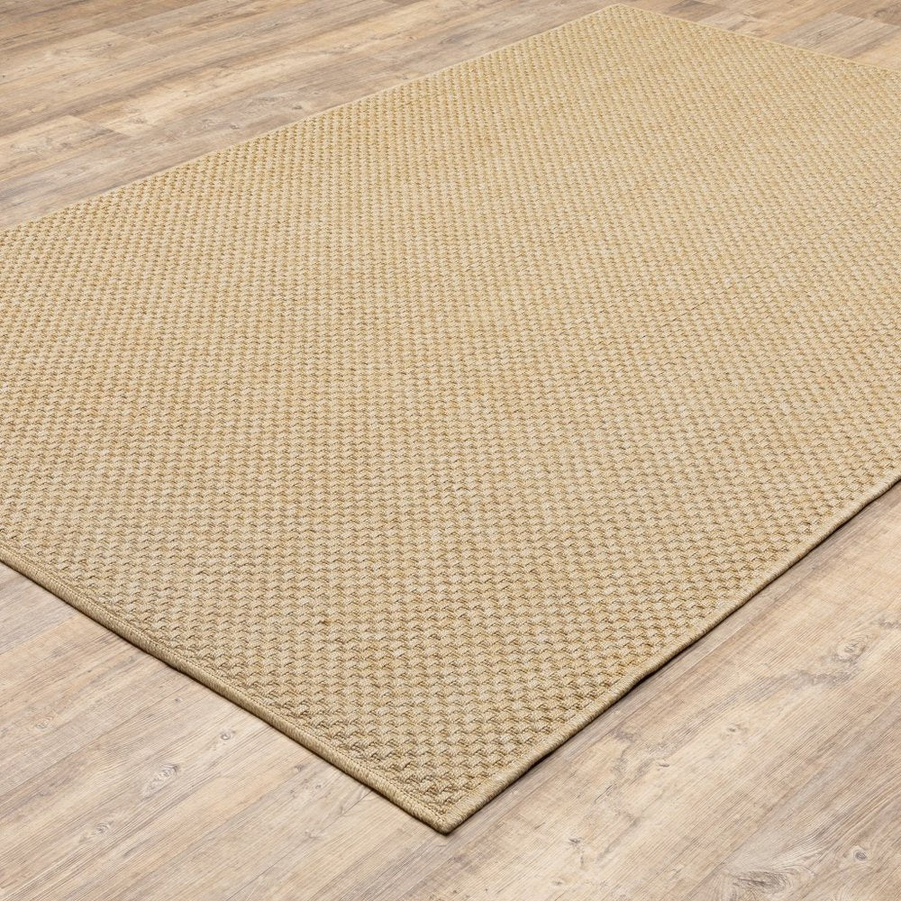2' X 4' Beige Chevron Indoor Outdoor Area Rug