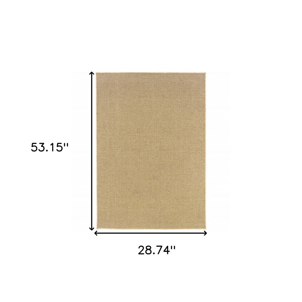 2' X 4' Beige Chevron Indoor Outdoor Area Rug