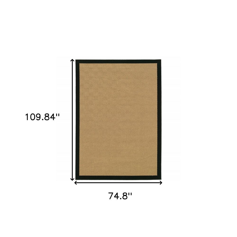 5' X 8' Beige And Black Indoor Outdoor Area Rug