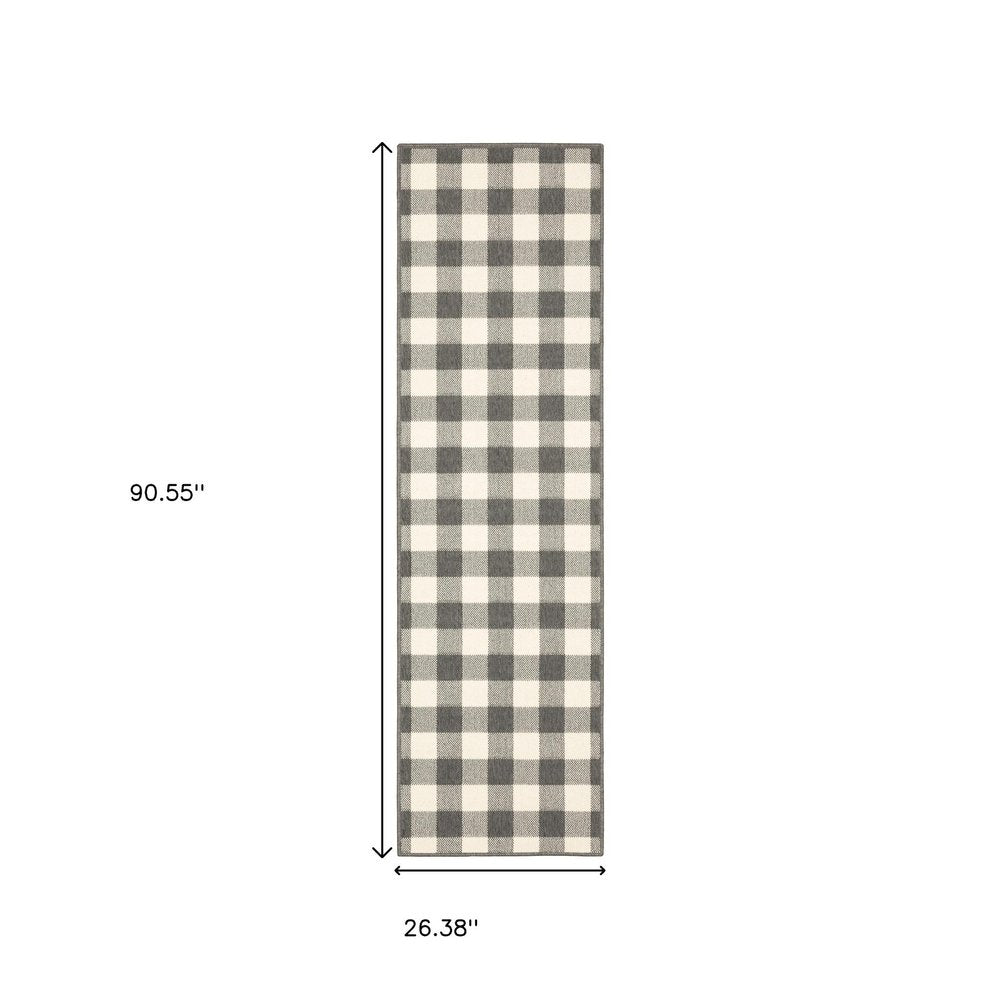 2' X 4' Gray And Ivory Indoor Outdoor Area Rug