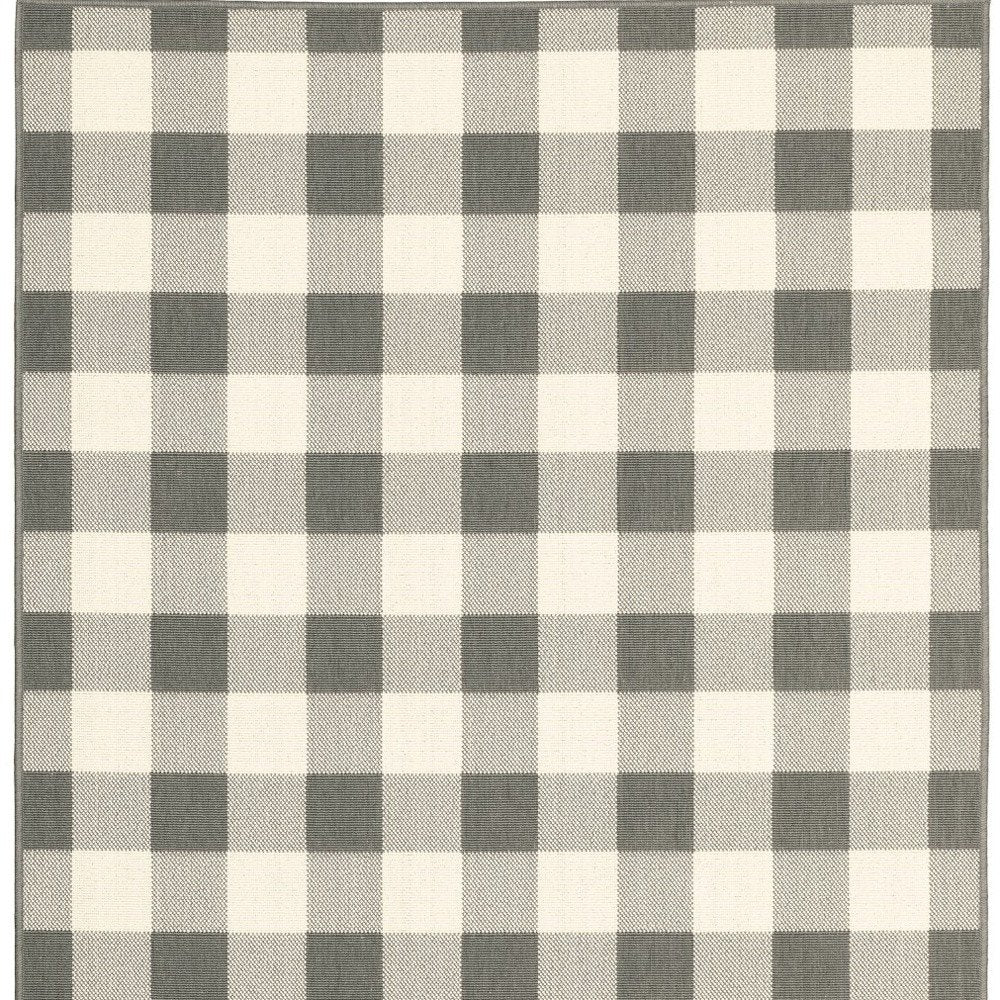 2' X 4' Gray And Ivory Indoor Outdoor Area Rug