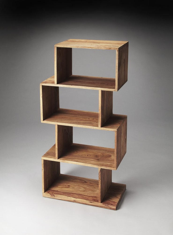 48" Brown Wood Three Tier Bookcase