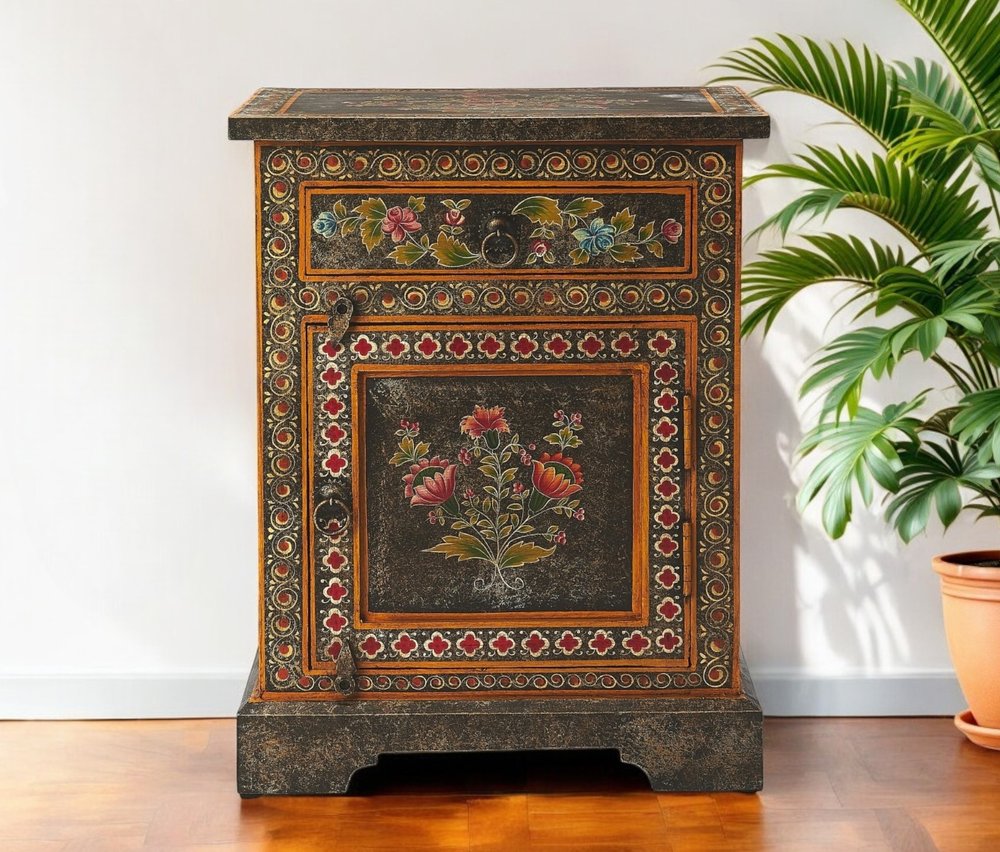 18" Dark Brown Solid Wood Frame Accent Cabinet With Two Drawers